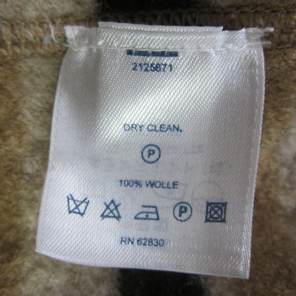 Vtg Lands End Women Plus 16 Beige Brown Ivory Boiled Wool Coat Jacket Pockets - Picture 10 of 12